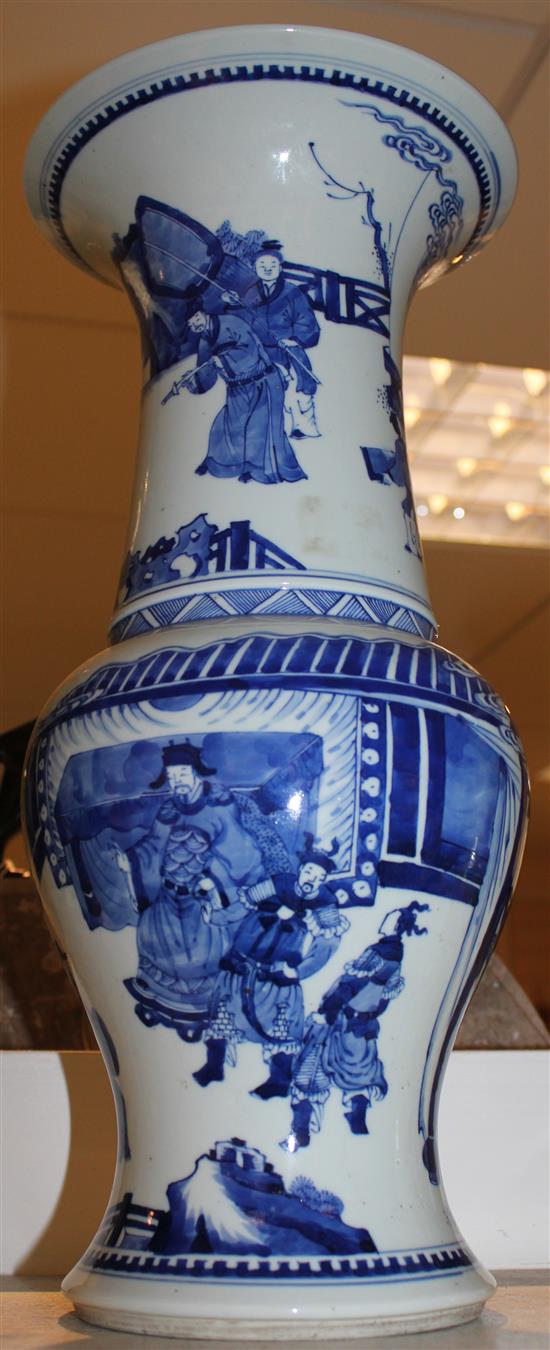 A large Chinese blue and white yen-yen vase, 45cm